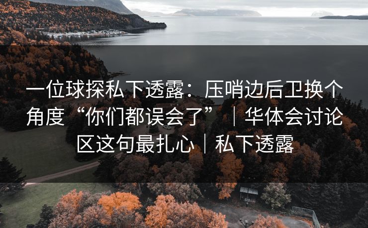 一位球探私下透露：压哨边后卫换个角度“你们都误会了”｜华体会讨论区这句最扎心｜私下透露
