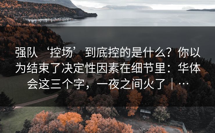 强队‘控场’到底控的是什么？你以为结束了决定性因素在细节里：华体会这三个字，一夜之间火了｜…