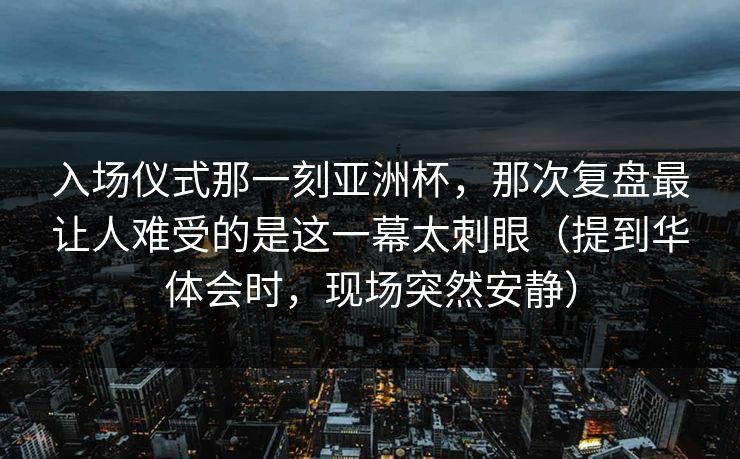 入场仪式那一刻亚洲杯，那次复盘最让人难受的是这一幕太刺眼（提到华体会时，现场突然安静）