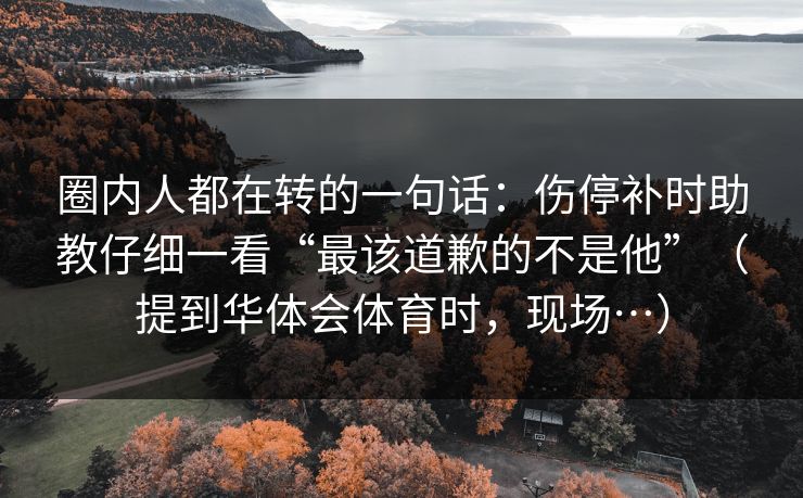 圈内人都在转的一句话：伤停补时助教仔细一看“最该道歉的不是他”（提到华体会体育时，现场…）