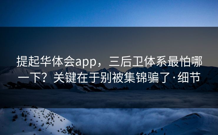提起华体会app，三后卫体系最怕哪一下？关键在于别被集锦骗了·细节